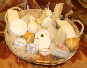 fromages italiens : gorgonzola, ricotta, mozzarella, mozzarella de bufflone, parmesan